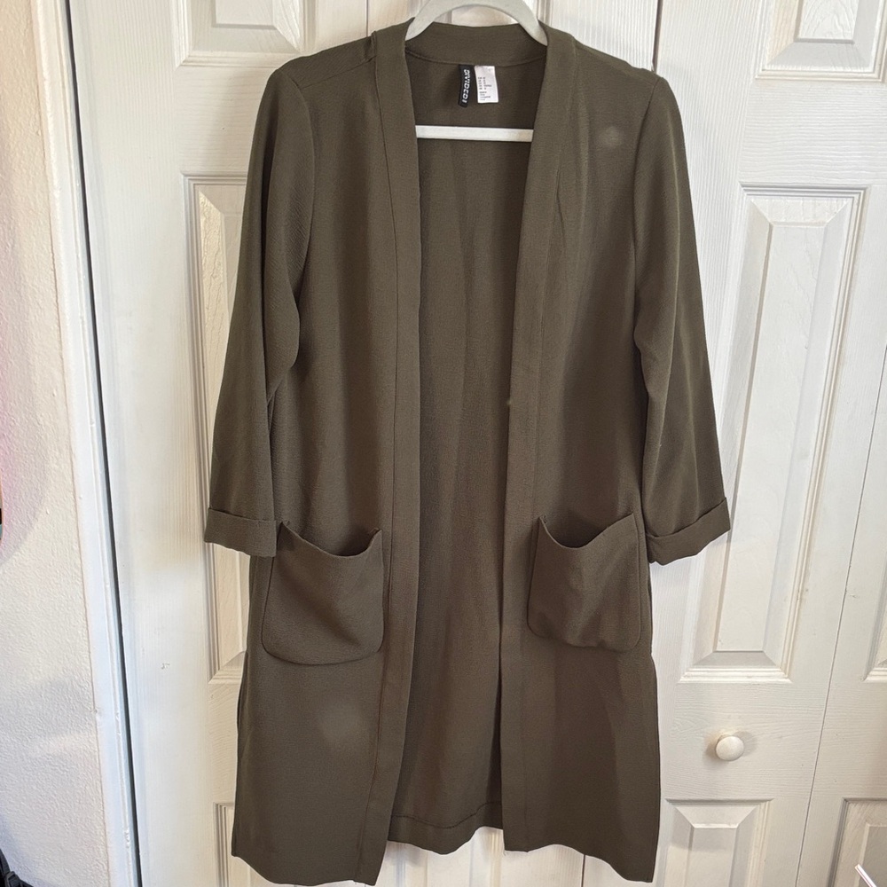 H&M Khaki Open Front Cardigan